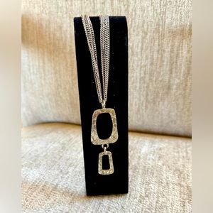 Silver Multi Strand Statement Necklace with Adjustable Length Lobster Claw Clasp